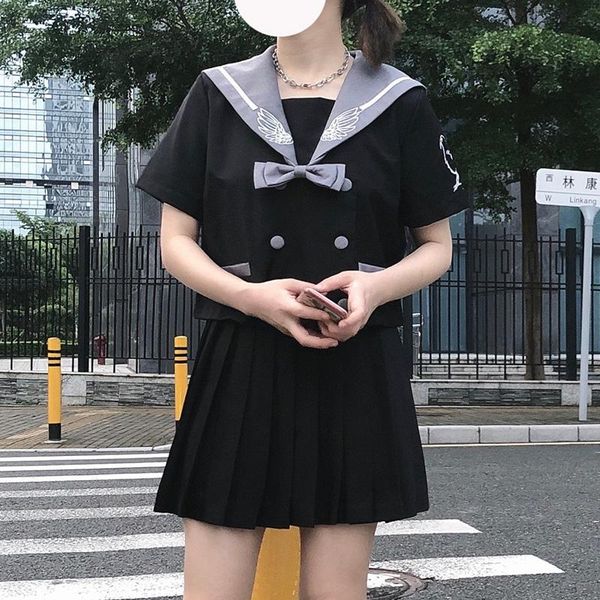 

good quality sailor uniform black jk shirts anime clothing japanese school girls pleated skirts cosplay jl1230 ethnic, Red