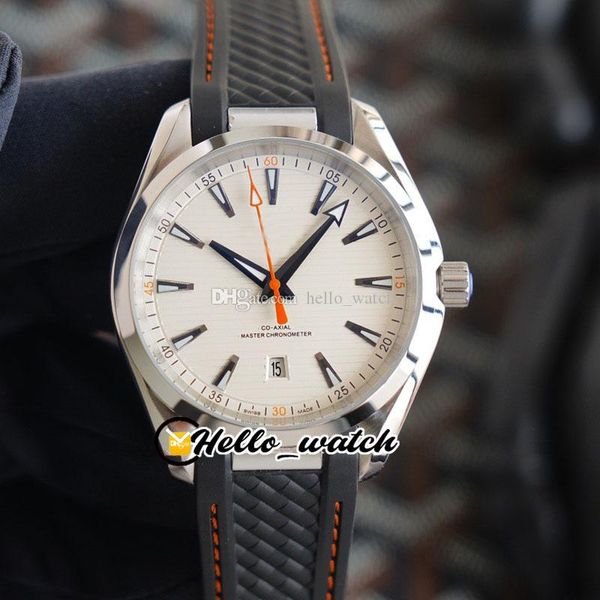 40 мм Aqua Terra 150m 220.12.41.21.02.002 Автоматические мужские часы Оранжевые руки Белые текстуры циферблат сталь корпус черный резиновый ремешок часов G32A (2)