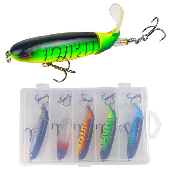 

5pcs/box or 6pcs/box whopper popper fishing lure for wobbler ater hard bait tail propeller plopper swimbait swim bass pesca artificial