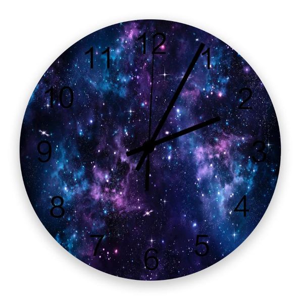 

wall clocks 30cm clock blue starry sky purple milky way home quiet silent simple mute decorative living room watch