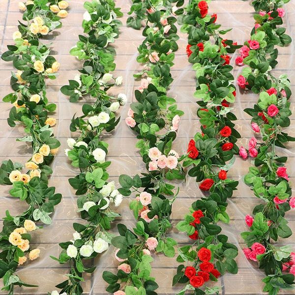 

decorative flowers & wreaths 36 heads rose artificial christmas garland for wedding home decoration garden arch diy fake flower plant vine 2