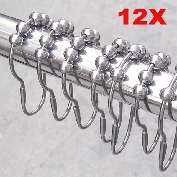 

shower curtains 12 pcs/pack silver color creative curtain rings hooks 5 roller polished satin nickel ball