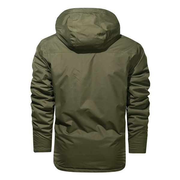 

men's leather & faux waterproof winter jacket hooded parka warm coat solid color loose jackets outerwear outdoor txyp, Black