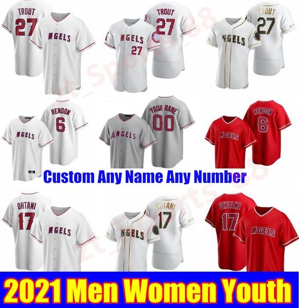 

los angeles 2021 men women kids youth baseball jerseys 6 anthony rendon 27 mike trout 17 shohei ohtani jersey, Blue;black
