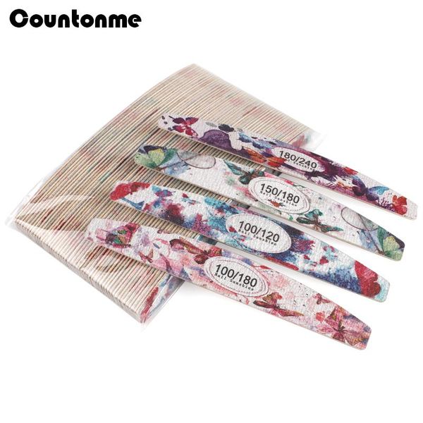 

10pcs thick wood nail files colorful sandpaper wooden file 100/120/180/240 professional boat sanding buffer manicure tools
