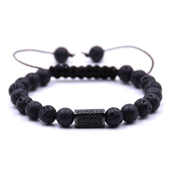 

70% off hand woven bracelet with zircon natural stone volcanic tiger eye stone bracelet, Black
