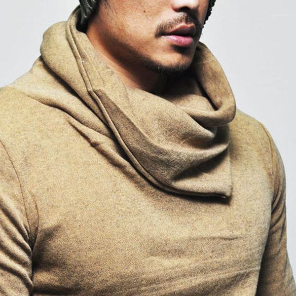 

men irregular long sleeve slim fit t-shirt pullover turtleneck autumn tee endq men's t-shirts, White;black