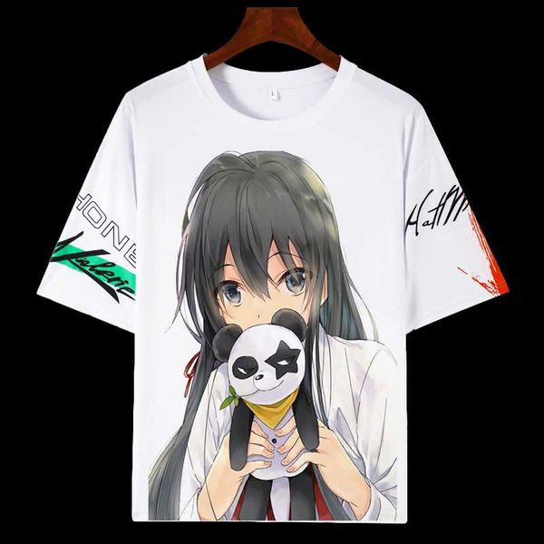 

men's t-shirts anime cos cartoon my teen romantic comedy snafu yukinoshita yukino yuigahama yui casual short sleeve t-shirt tee, White;black