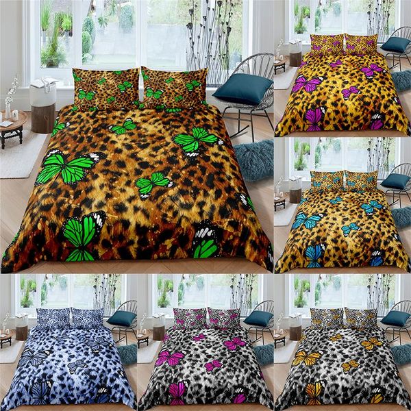 

bedding sets luxury 3d animal set leopard butterfly printed quilt cover soft duvet pillowcase  and king eu/us/au size