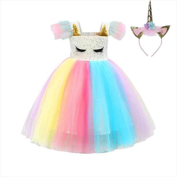 

unicorn dress for girls children girl carnival costume party dresses birthday princess girls clothes toddler girl dresses, Red;yellow