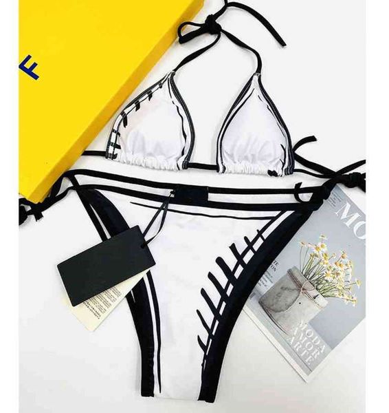 

fashion swimwears luxury designer brands f bikini black white two pieces bikinis bandage push up swimsuit swimwear women bathing suits with, White;black