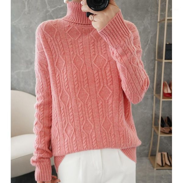 

women's sweaters turtleneck sweater for women thick knitted winter natural wool pullover full sleeves casual short female, White;black