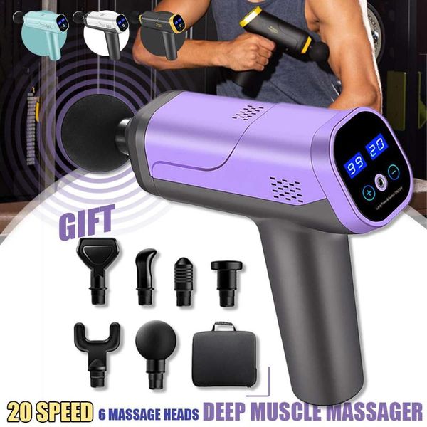 

massage gun deep tissue percussion muscle massager for pain relief 20 speeds lcd touch display fascia electric body