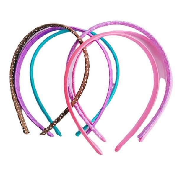 

girl hair hoop grosgrain ribbon lined covered plastic hair bands christening performances hard headband hair accessories, Slivery;white