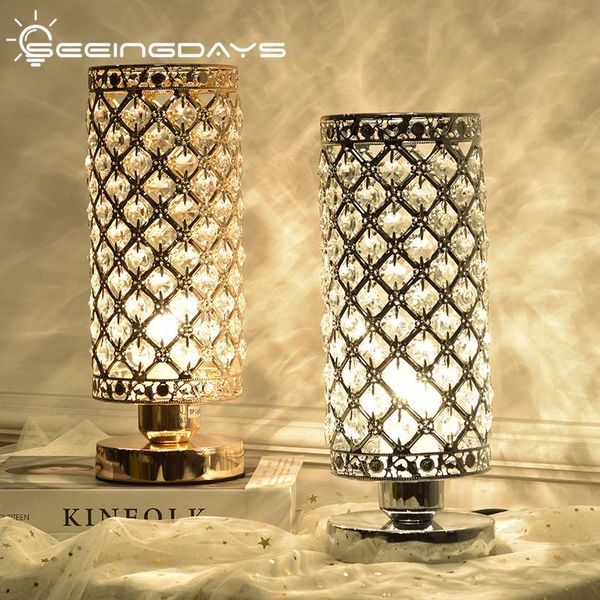 

seeingdays simple modern crystal table lamp girl cozy and romantic bedroom bedside creative decoration small night lamps