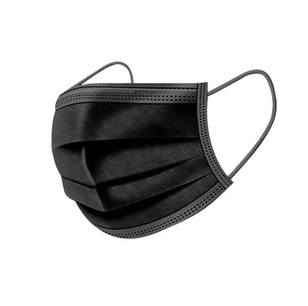 Schwarze Einweg-Gesichtsmasken, 3-lagiger Schutz mit Ohrbügel, Mundhygiene, Outdoor