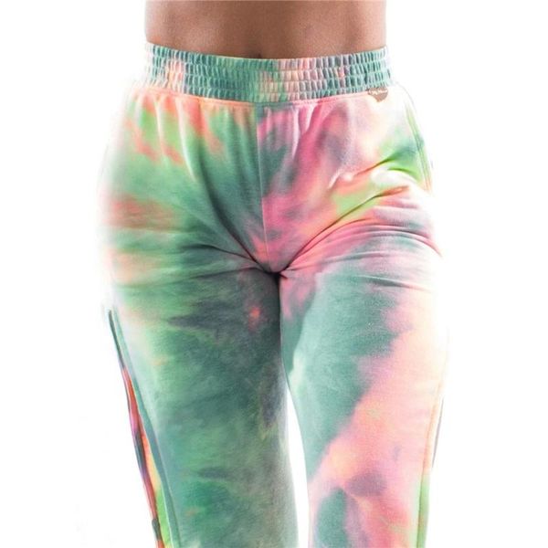 

women's pants & capris women high waist summer street wear camouflage tie-dyed printed trousers split pockets ankle strap sports, Black;white