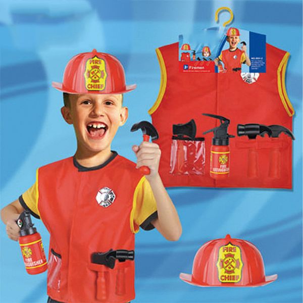 

children's firefighter costume set cosplay costumes halloween 80-110cm, Black;red