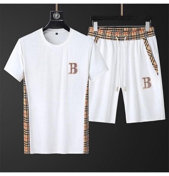 

men's tracksuits 2021 european summer fashion casual sports short sleeve shorts tracksuit mercerized cotton t-shirt, Gray
