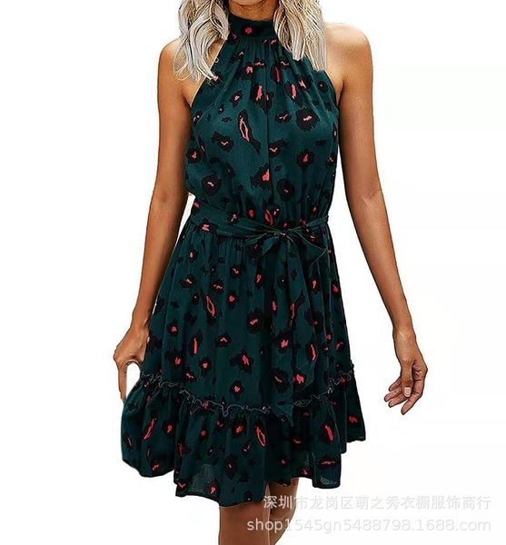 

factoryyc9p factorywiec shoulder 2021 new women's neck tie print off dress with elastic waist and long belt, White;black