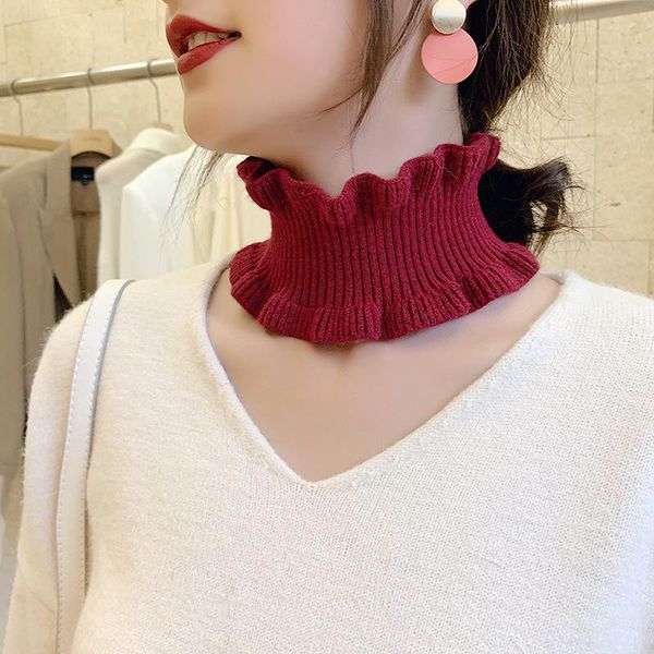 

bow ties fashion woolen knitted bib autumn and winter warm knit scarf decoration girls solid color neck pullover fename accessories, Black;gray