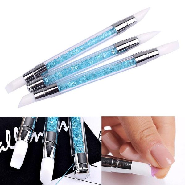 

nail brushes 3 pcs art brush dotting tools sculpture pen acrylic silicone marbleizing carving manicure, Yellow