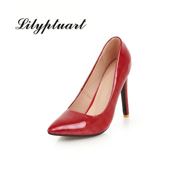 

dress shoes european and american style high-heeled patent leather pointed single wine glass shallow rubber women's, Black