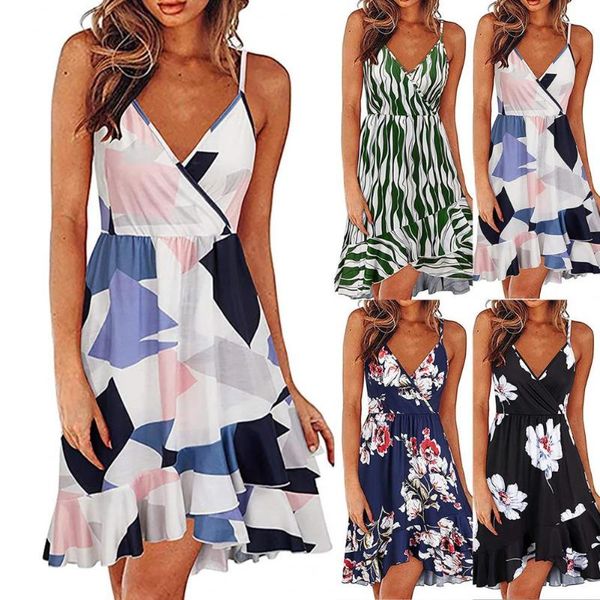 

casual dresses elegant stylish ladies floral printing a-line dress 4 colors for hiking, Black;gray