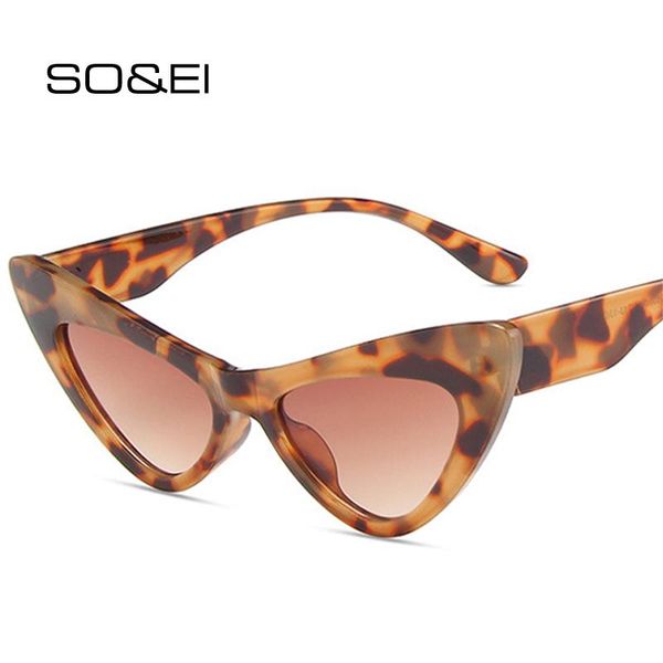 

sunglasses so&ei fashion jelly color cat eye women trending green yellow shades uv400 vintage men leopard tea sun glasses, White;black