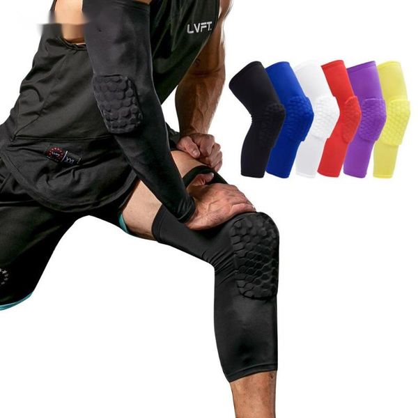 

elbow & knee pads basketball compression men's fitness volleyball support breathable football anti-collision riding running leggings, Black;gray