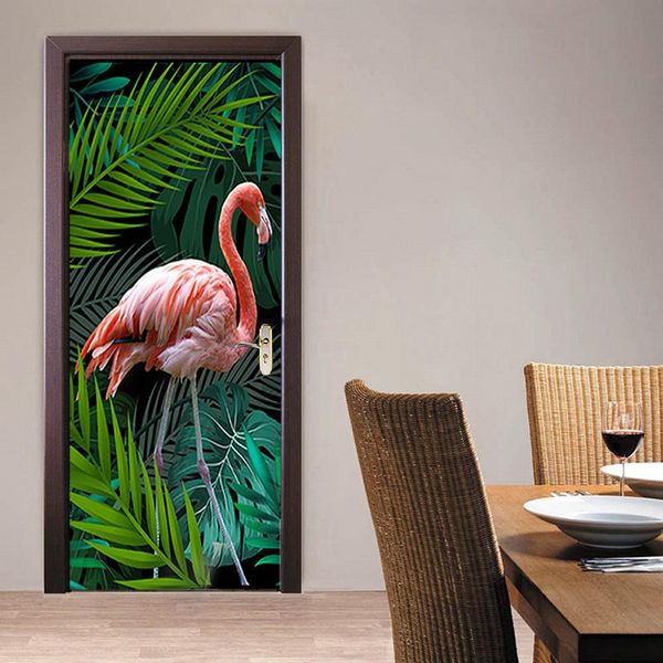 

wallpapers 3d po wallpaper hand-painted tropical rainforest flamingos background living room study bedroom door sticker pvc mural fresco