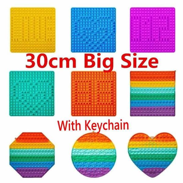 

30cm super big size fidget toys push it rainbow square antistress toy bubble figet sensory squishy jouet pour autiste for kids gift