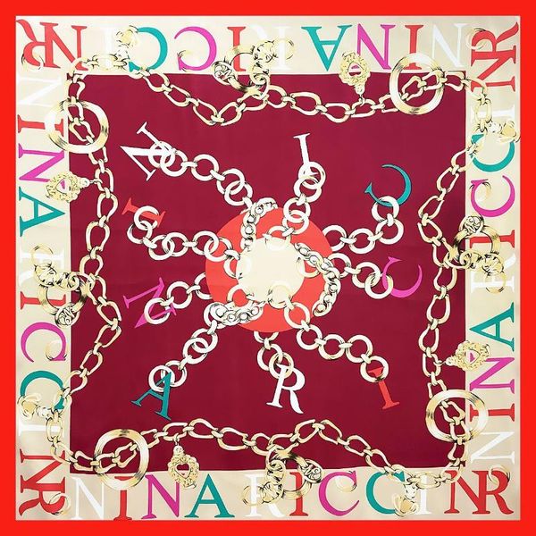 

scarves fashion letter chain print silk scarf women hijab spring poncho square lady headband brand office neckerchief capes, Blue;gray