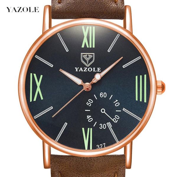 

wristwatches yazole fashion casual brand couple watches leather band luxury quartz swatch business, Slivery;brown