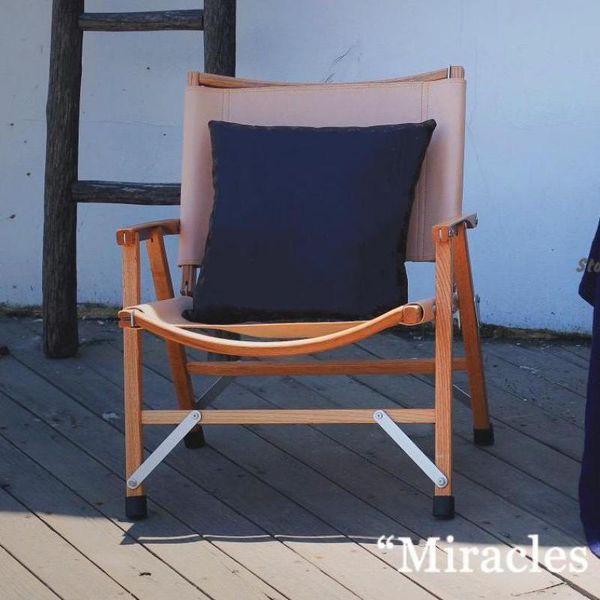 

camp furniture solid wood folding chair kermit balcony lounge single backrest small leather portable outdoor camping
