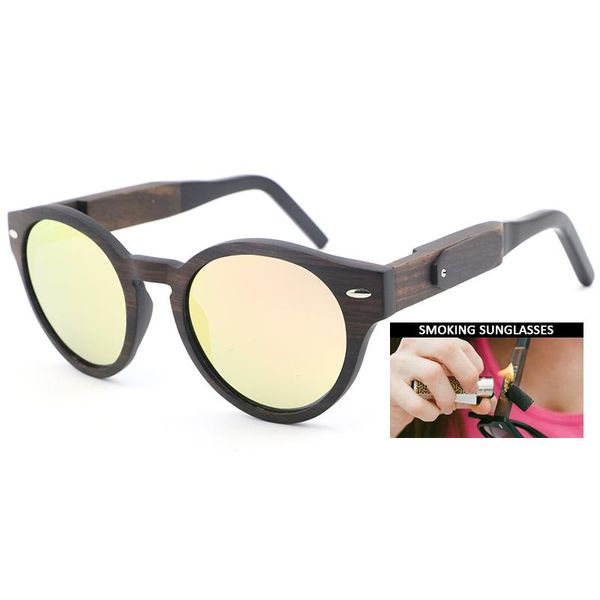 

drop 2021 est acetate and wooden smoking sunglasses cat eye ebony smokable pipe sun glasses, White;black