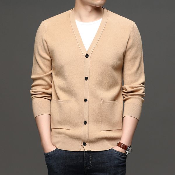 

men's sweaters 5 colors casual solid color cardigan autumn thin coat classic style knitting male brand clothes x72d, White;black