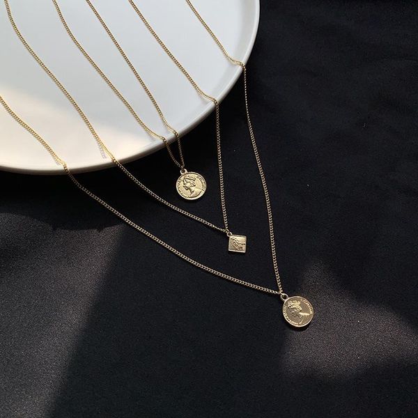 

chokers bohemian round coins pendant necklaces vintage carved gold coin necklace for women boho jewelry statement, Golden;silver