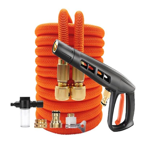 

high pressure washer car wash water hose with foam pot spray gun set garden expandable flexible magic watering plastic pipe equipments