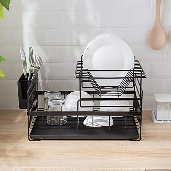 

kitchen storage & organization dish drying rack with drainboard drainer 2-tier multi-layer shelves large capacity drain organizer
