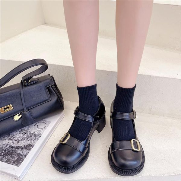 

dress shoes lolita summer high heels anti skid pumps 2021 round toe sandals ladies all-match basketball platform, Black