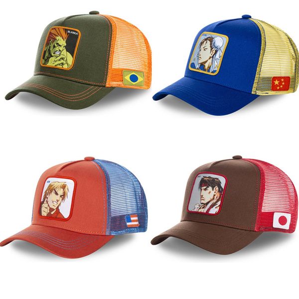 

2022 street fighter net cap cartoon men and women baseball cap fashion hip hop wholesale, Blue;gray