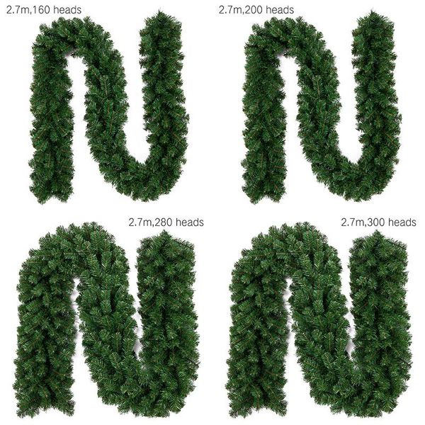 

christmas decorations 2.7m artificial green garland wreath xmas home party decoration pine tree rattan hanging ornament