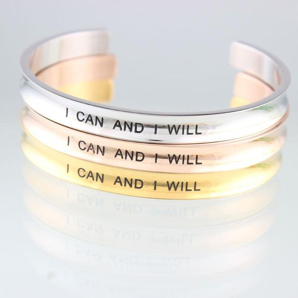 

tennis bracelet engraved i can and will inspirational jewelry, perfect gift for christmas day, anniversary birthday, Golden;silver