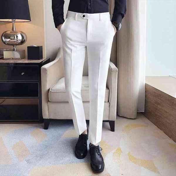 

spring and summer mens trousers fashion pure white pants fashion japan style simple business casual trousers men, Black