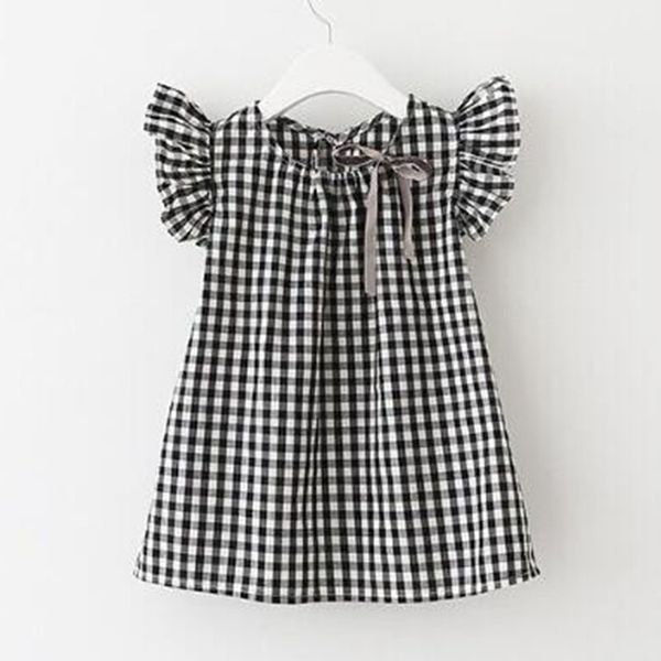 

summer baby girls sleeveless grid dresses kids girl princess clothing casual fashion 210521, Red;yellow