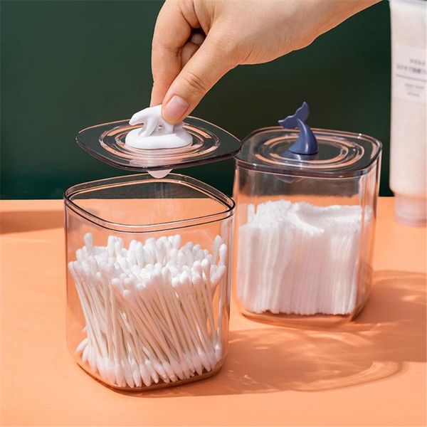 

storage boxes & bins transparent cotton swab holder cute animal makeup sponge organizers plastic cosmetics case for lipstick beauty egg ball