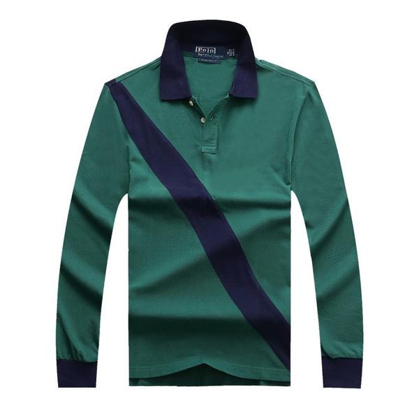 

men's polos brand clothing ralp men shirt plus size casual green male long sleeve breathable, White;black