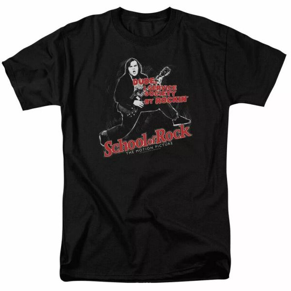 

school of rock rockin t shirt mens licensed musical movie tee dewey finn black, White;black