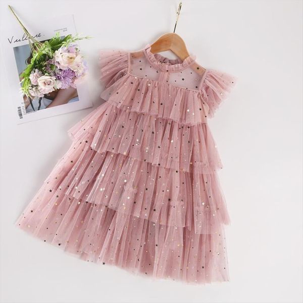 

summer girls sequin princess girl dresses for kids lace chiffon tutu ball gown bridesmaid elegant vestidos children clothes, Red;yellow